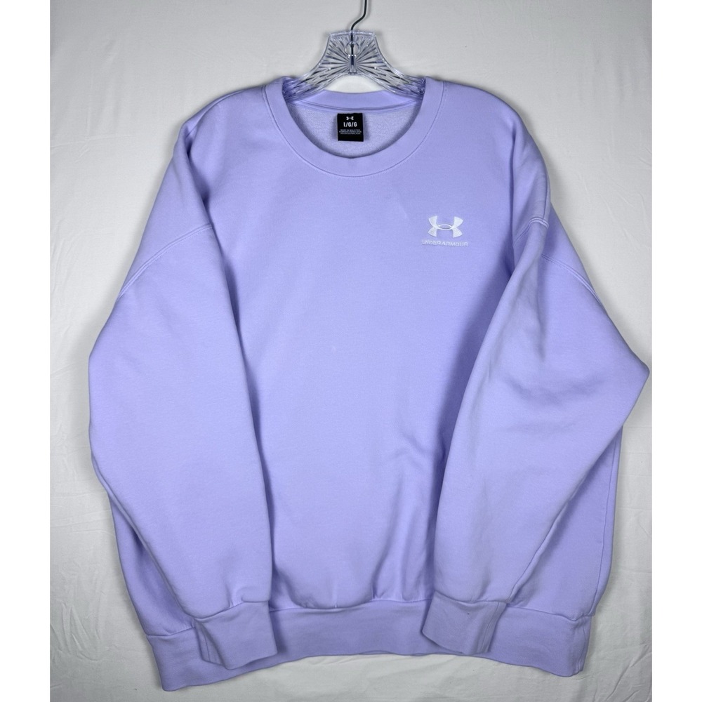 Under Armour Sweatshirt Mens Large Purple Lavender Crewneck Pullover Logo